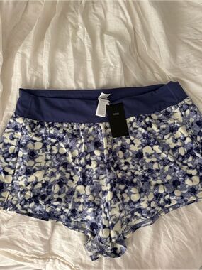Fabletics Navy and White Floral Print Athletic Shorts